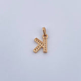 Dije Letra K 0.85gr / 1.4cm / Circones Blancos Oro Amarillo 18K $