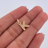 Dije Letra K 0.85gr / 1.4cm / Circones Blancos Oro Amarillo 18K $