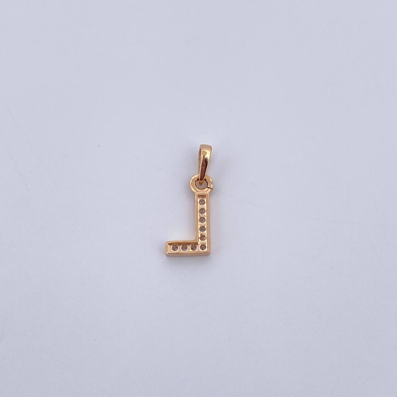 Dije Letra L 0.5gr / 1.5cm / Circones Blancos Oro Amarillo 18K $
