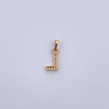 Dije Letra L 0.5gr / 1.5cm / Circones Blancos Oro Amarillo 18K $
