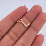 Dije Letra L 0.5gr / 1.5cm / Circones Blancos Oro Amarillo 18K $