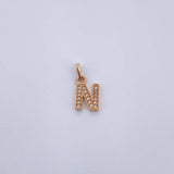 Dije Letra N 0.95gr / 1.5cm / Circones Blancos Oro Amarillo 18K $
