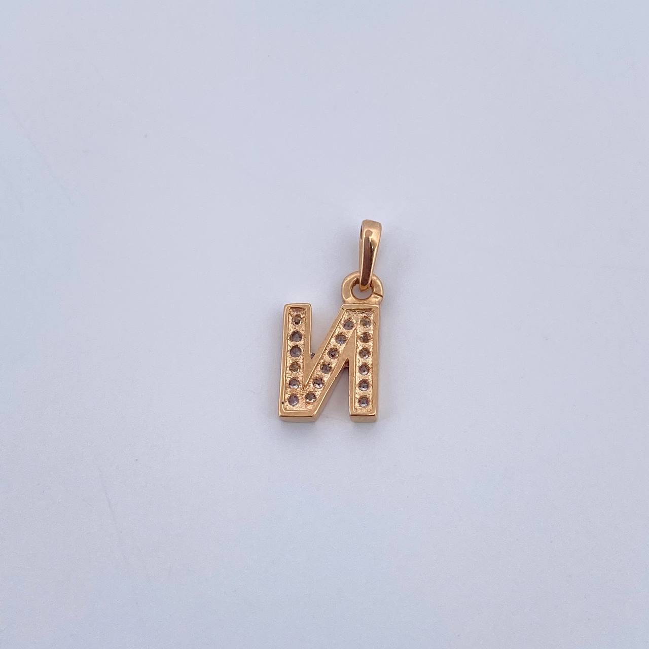 Dije Letra N 0.95gr / 1.5cm / Circones Blancos Oro Amarillo 18K $