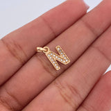 Dije Letra N 0.95gr / 1.5cm / Circones Blancos Oro Amarillo 18K $