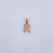Dije Letra R 0.7gr / 1.4cm / Circones Blancos Oro Amarillo 18K $