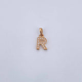 Dije Letra R 0.7gr / 1.4cm / Circones Blancos Oro Amarillo 18K $