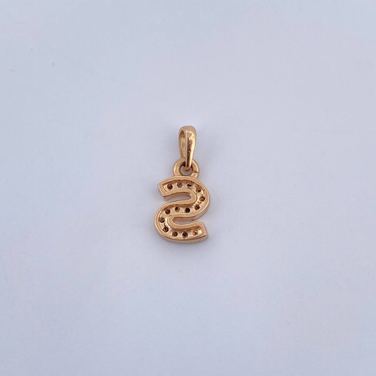 Dije Letra S 0.85gr / 1.4cm / Circones Blancos Oro Amarillo 18K $