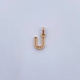 Dije Letra U 0.7gr / 1.5cm / Circones Blancos Oro Amarillo 18K $