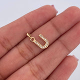 Dije Letra U 0.7gr / 1.5cm / Circones Blancos Oro Amarillo 18K $
