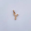 Dije Letra Y 0.5gr / 1.5cm / Circones Blancos Oro Amarillo 18K $