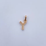 Dije Letra Y 0.5gr / 1.5cm / Circones Blancos Oro Amarillo 18K $