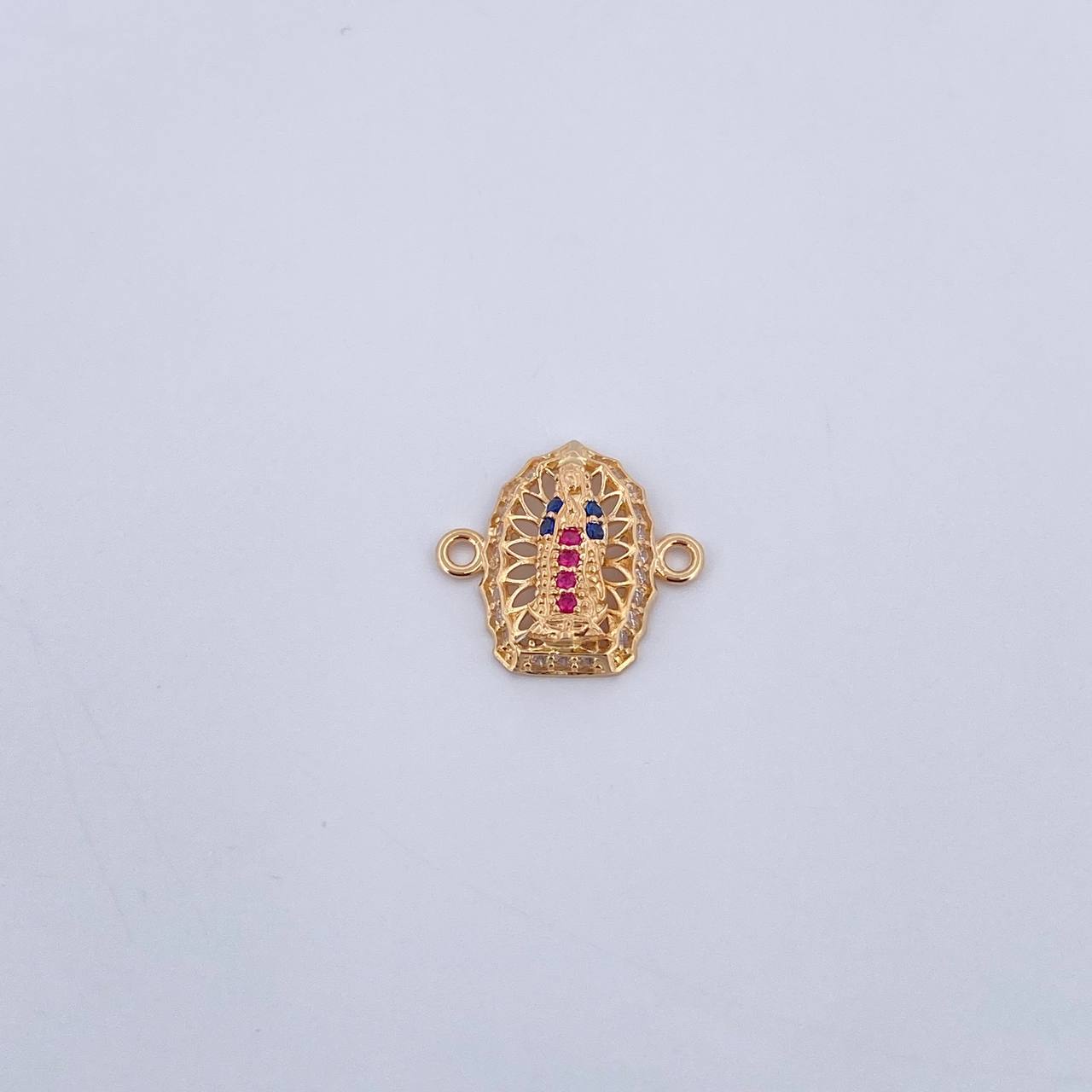 Herraje Virgen de Guadalupe 1.1gr / 1.4cm / Circones Fucsias Azules Blancos Oro Amarillo 18K $