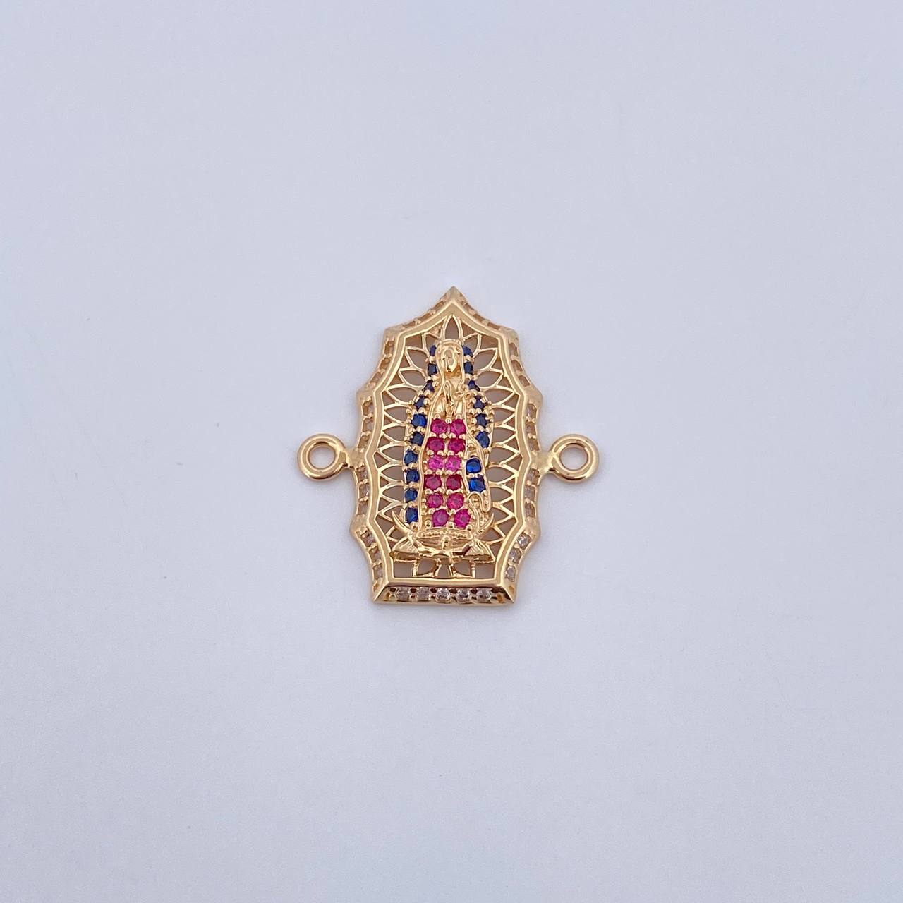 Herraje Virgen de Guadalupe 2.8gr / 2.3cm / Circones Fucsias Azules Blancos Oro Amarillo 18K $