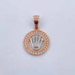Dije Medalla Corona RX 5.05gr / 3.2cm / Circones Blancos Dos Oros Blanco Rosa 18K $