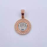 Dije Medalla Corona RX 5.05gr / 3.2cm / Circones Blancos Dos Oros Blanco Rosa 18K $
