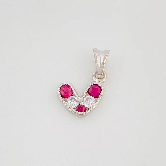 Dije Corazon Rubi 17Pts 0.5 g / 1.5 cm Plata 925