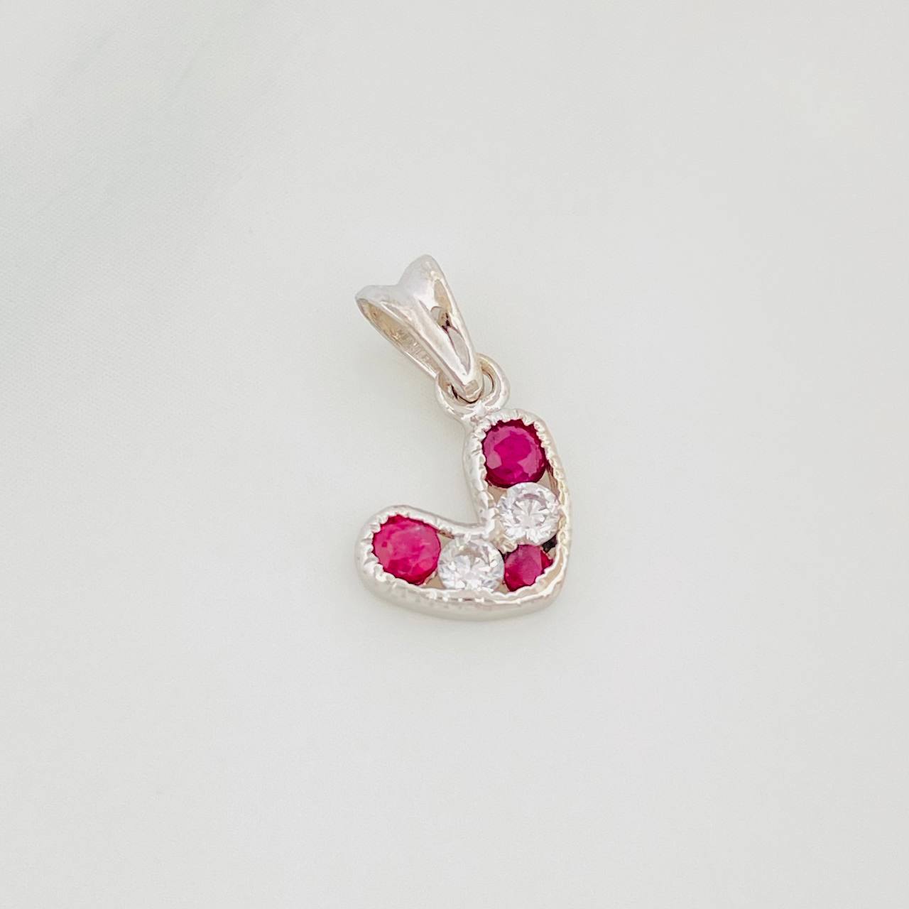 Dije Corazon Rubi 17Pts 0.5 g / 1.5 cm Plata 925