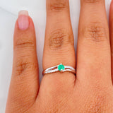 Anillo Solitario Churumbela Esmeralda 19 Pts 1.25 g / T5 3/4 Plata 925