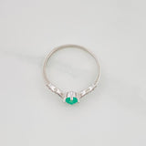 Anillo Solitario Tiara Esmeralda 20 Pts 1.2 g / T6 3/4 Plata 925