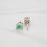 Topos Halo Cuadrado Esmeralda 22Pts 1.6 g / 6.09 mm Plata 925