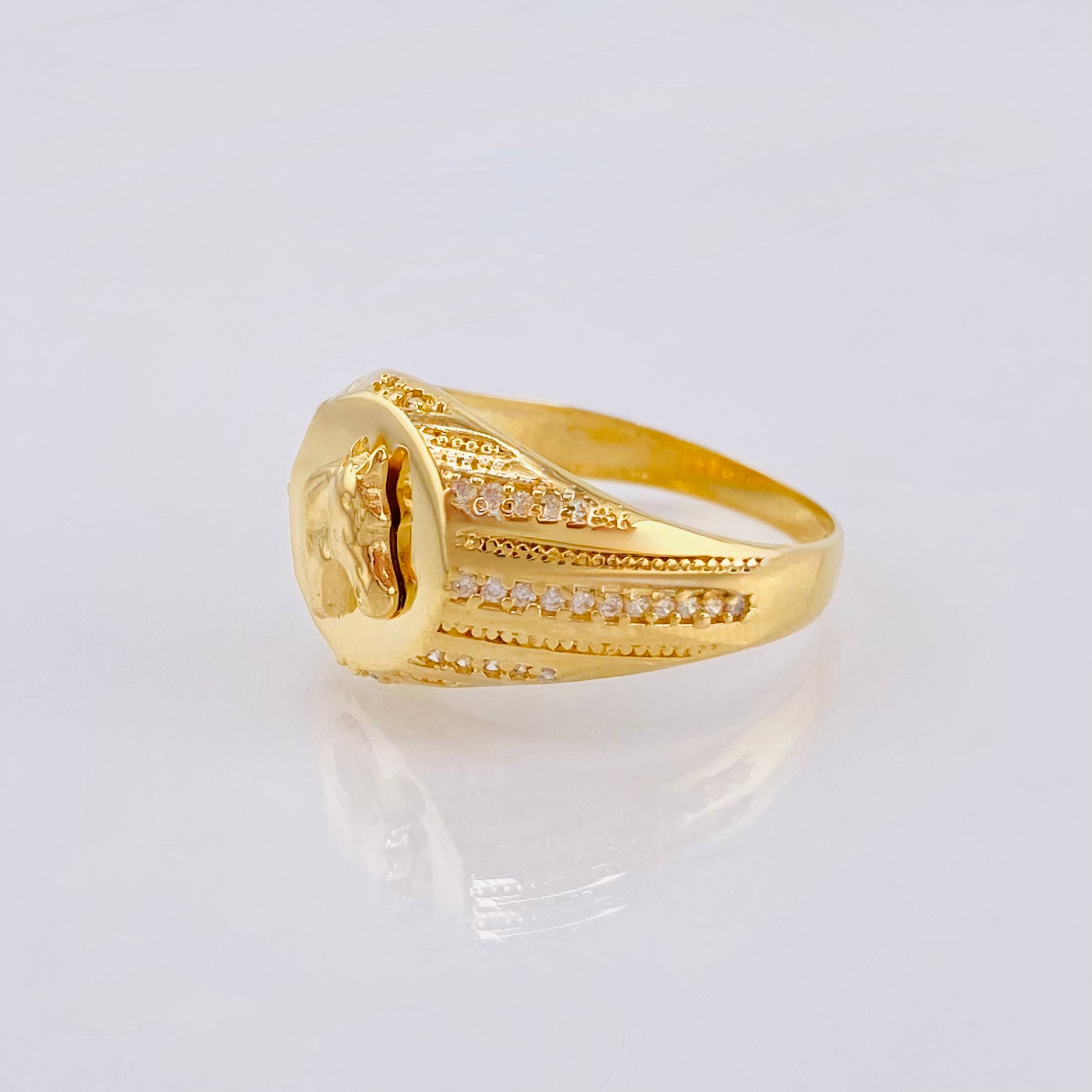 Anillo Sello Caballo 4.8gr / T9 1/2 / Oro Amarillo 18K *