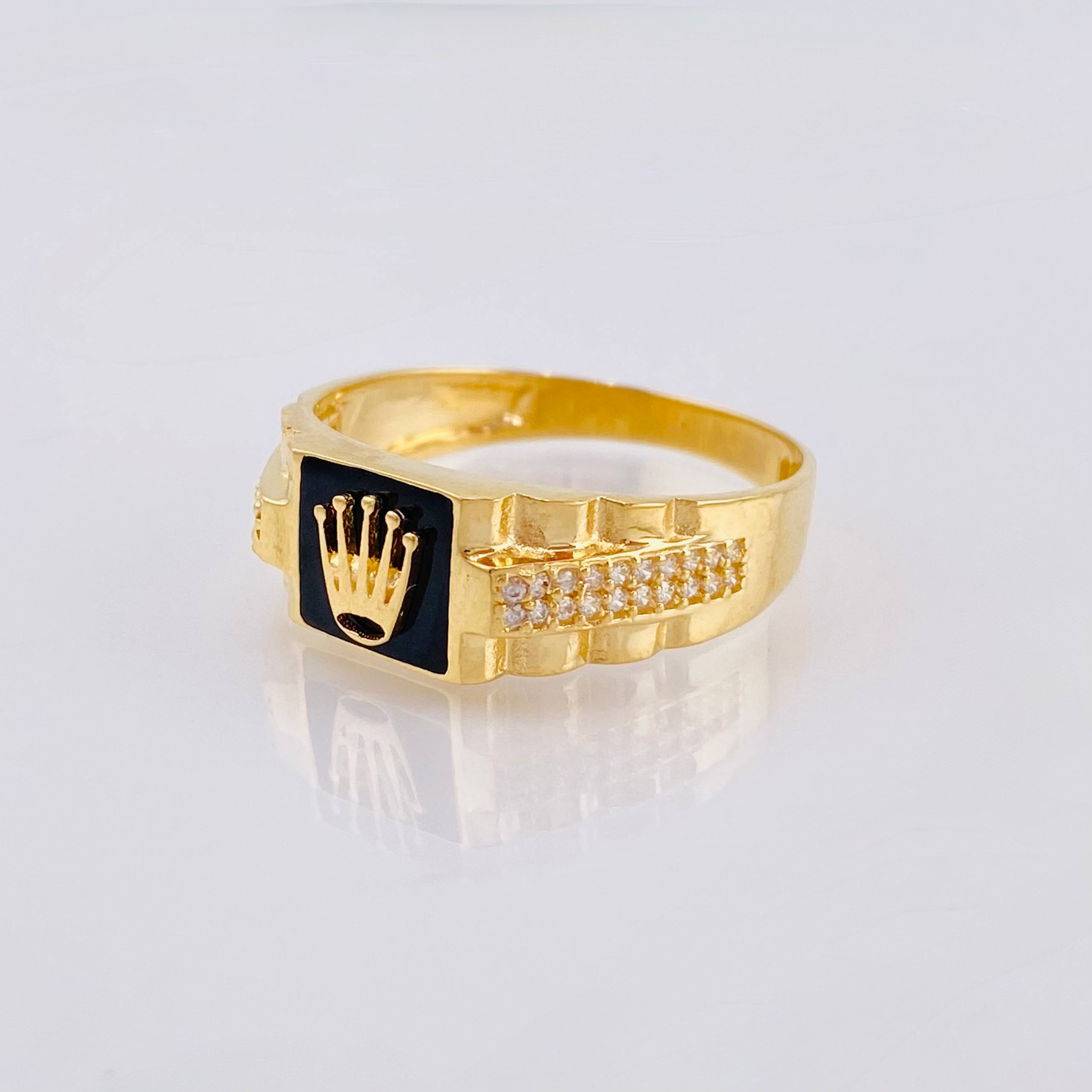 Anillo Corona Carriles Tupidos 4.3gr / T10 1/2 / Oro Amarillo 18K *
