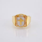 Anillo Escudo Cruz 7.75gr / T10 1/4 / Tres Oros 18K