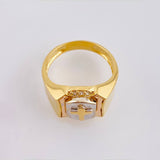 Anillo Escudo Cruz 7.75gr / T10 1/4 / Tres Oros 18K