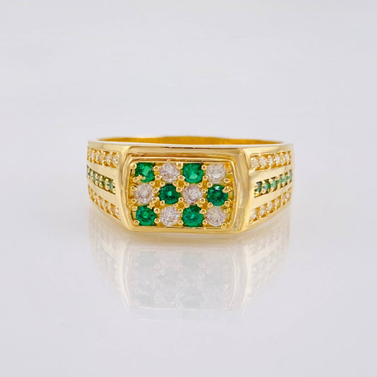 Anillo Sello Real Verde 4.85 g / T9 1/2 Oro Amarillo 18K