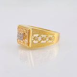 Anillo Sello Mallado 5.05gr / T10 3/4 / Tres Oros 18K