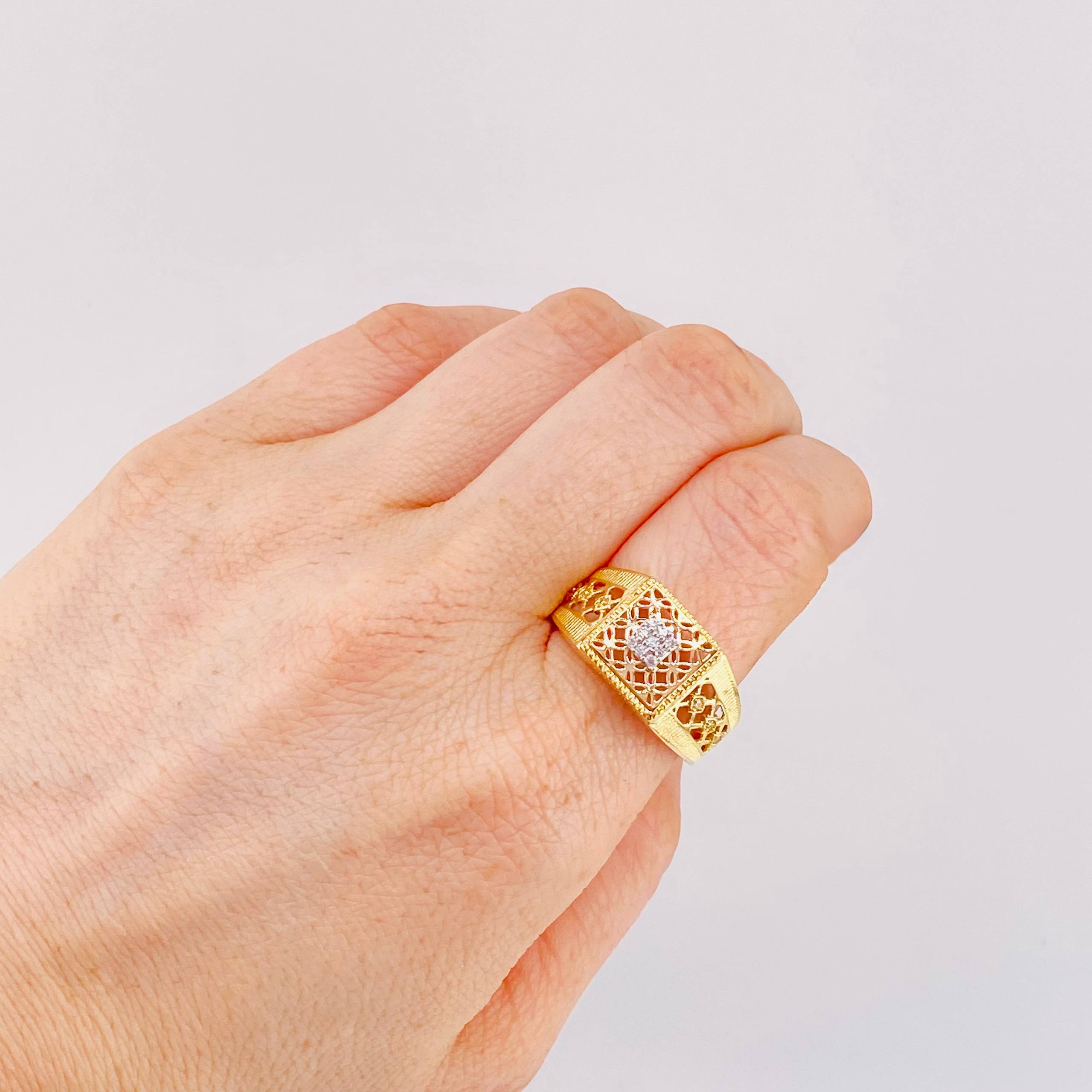 Anillo Sello Mallado 5.05gr / T10 3/4 / Tres Oros 18K