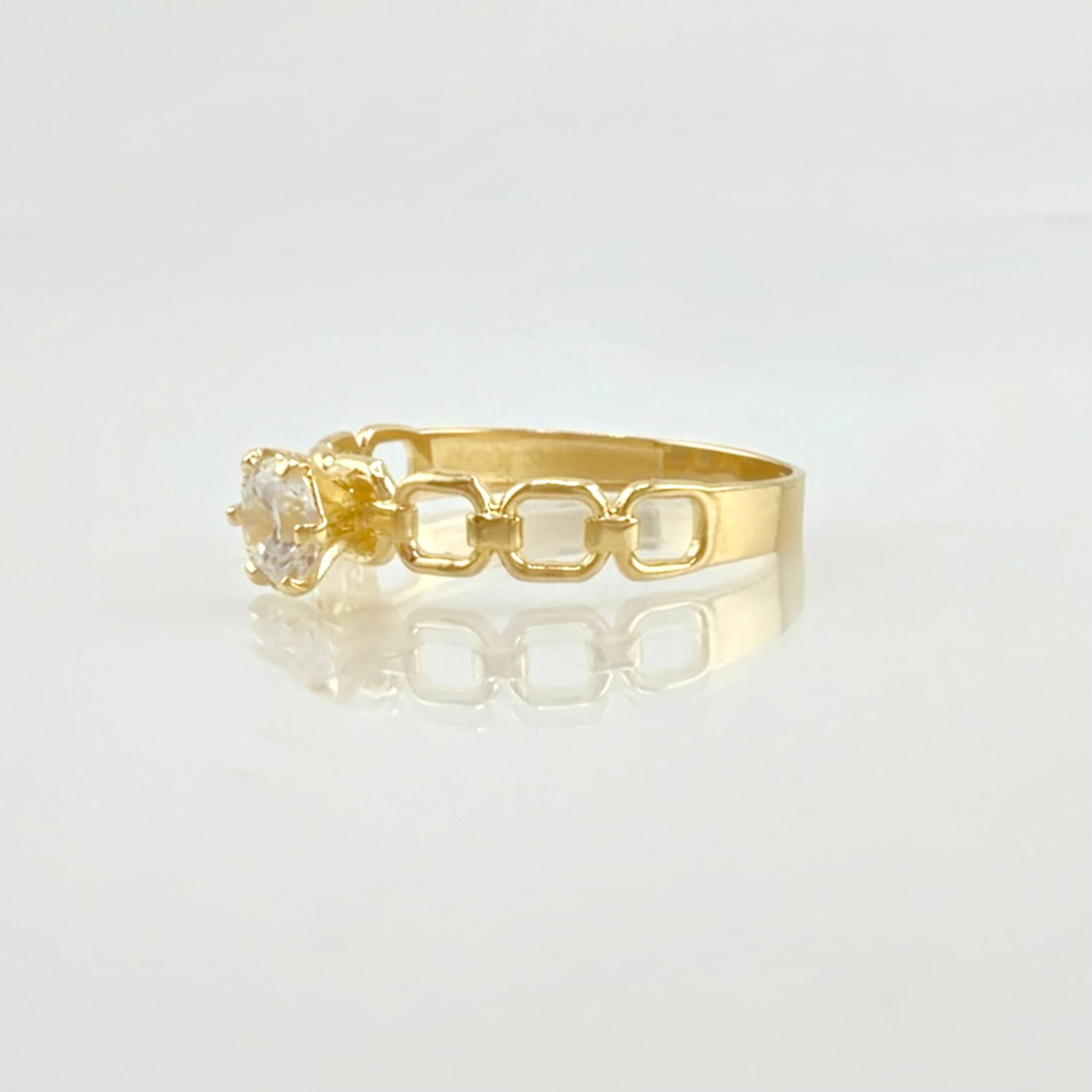 Anillo Solitario Aro Seguido 1.6gr / T7 1/4 / Oro Amarillo 18K *