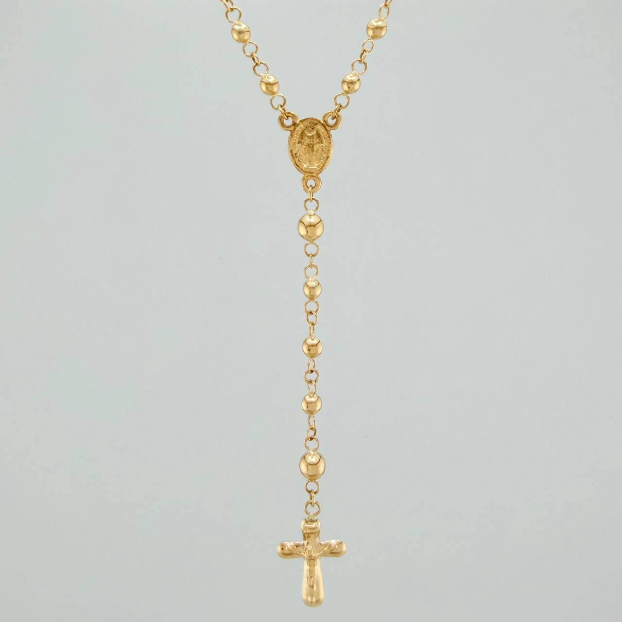 Rosario Virgen Milagrosa Cruz Cristo 5.65gr / 49cm / 3mm-4mm Oro Amarillo 18K %