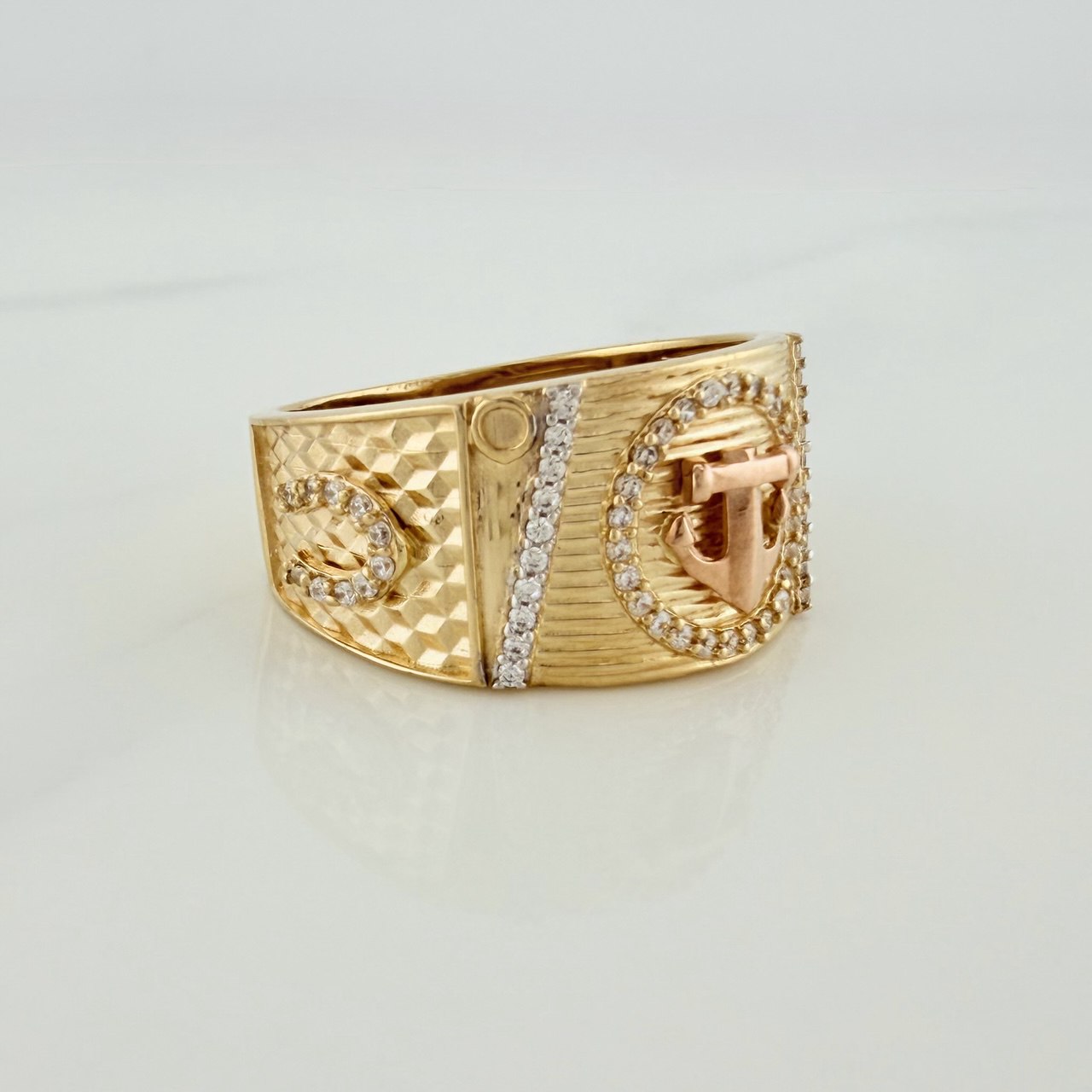 Anillo Ancla 10.5gr / T10 / Tres Oros 18K