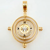 Dije Brujula Movil 16.65gr / 5cm / Dos Oros Amarillo Blanco 18K