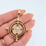 Dije Brujula Movil 16.65gr / 5cm / Dos Oros Amarillo Blanco 18K