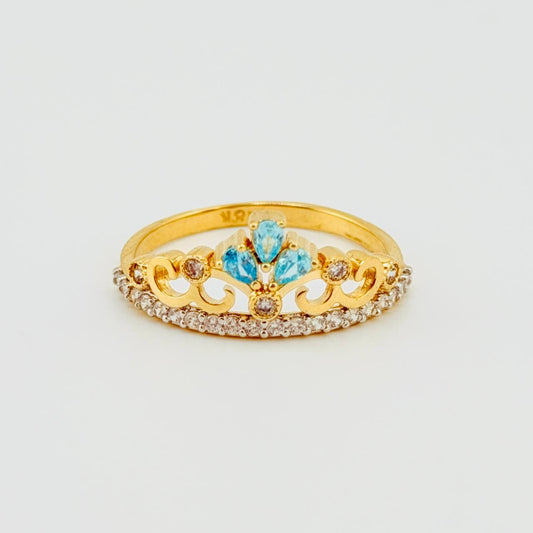 Anillo Corona Incrustada 2.8gr / T7 3/4 / Oro Amarillo 18K *