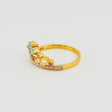 Anillo Corona Incrustada 2.8gr / T7 3/4 / Oro Amarillo 18K *