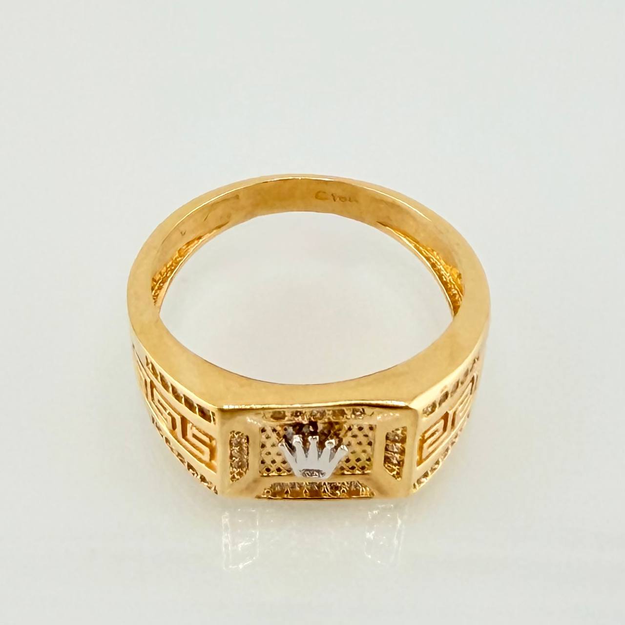 Anillo Corona Tribal 7.5gr / T10 1/2 / Dos Oros Amarillo Blanco 18K *