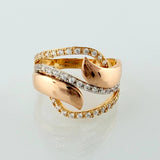 Anillo Rustico Olas 4.3gr / T7 1/2 / Dos Oros Amarillo Rosa 18K *