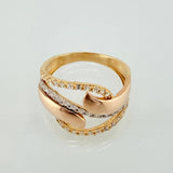 Anillo Rustico Olas 4.3gr / T7 1/2 / Dos Oros Amarillo Rosa 18K *