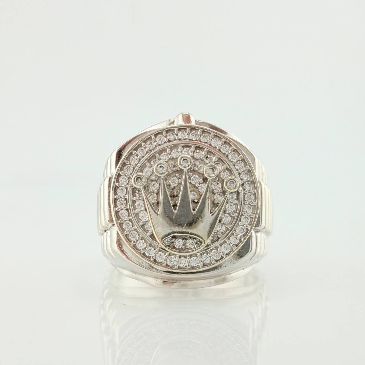 Anillo Correa Corona 15.8gr / T9 1/4 / Oro Blanco 18K *