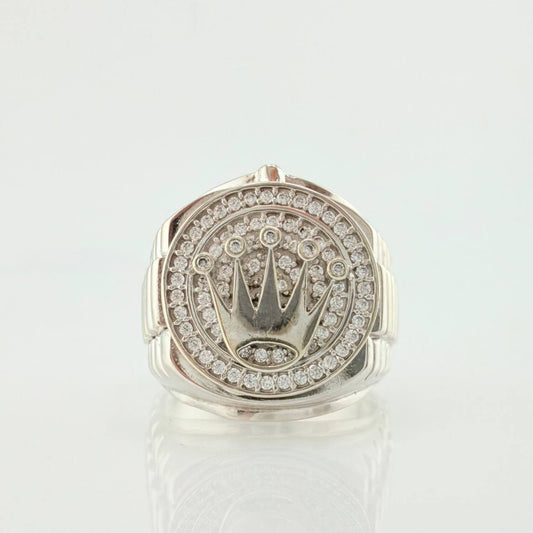 Anillo Correa Corona 15.8gr / T9 1/4 / Oro Blanco 18K *