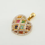 Dije Corazón Tupido 5.05gr / 2.8cm / Dos Oros Amarillo Blanco 18K