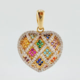 Dije Corazón Tupido 5.05gr / 2.8cm / Dos Oros Amarillo Blanco 18K