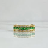 Anillo Argolla Carril Intermedio 3.3gr / T5 3/4 / Circones Blancos - Verdes Oro Amarillo 18K