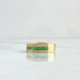 Anillo Argolla Carril Intermedio 3.3gr / T5 3/4 / Circones Blancos - Verdes Oro Amarillo 18K