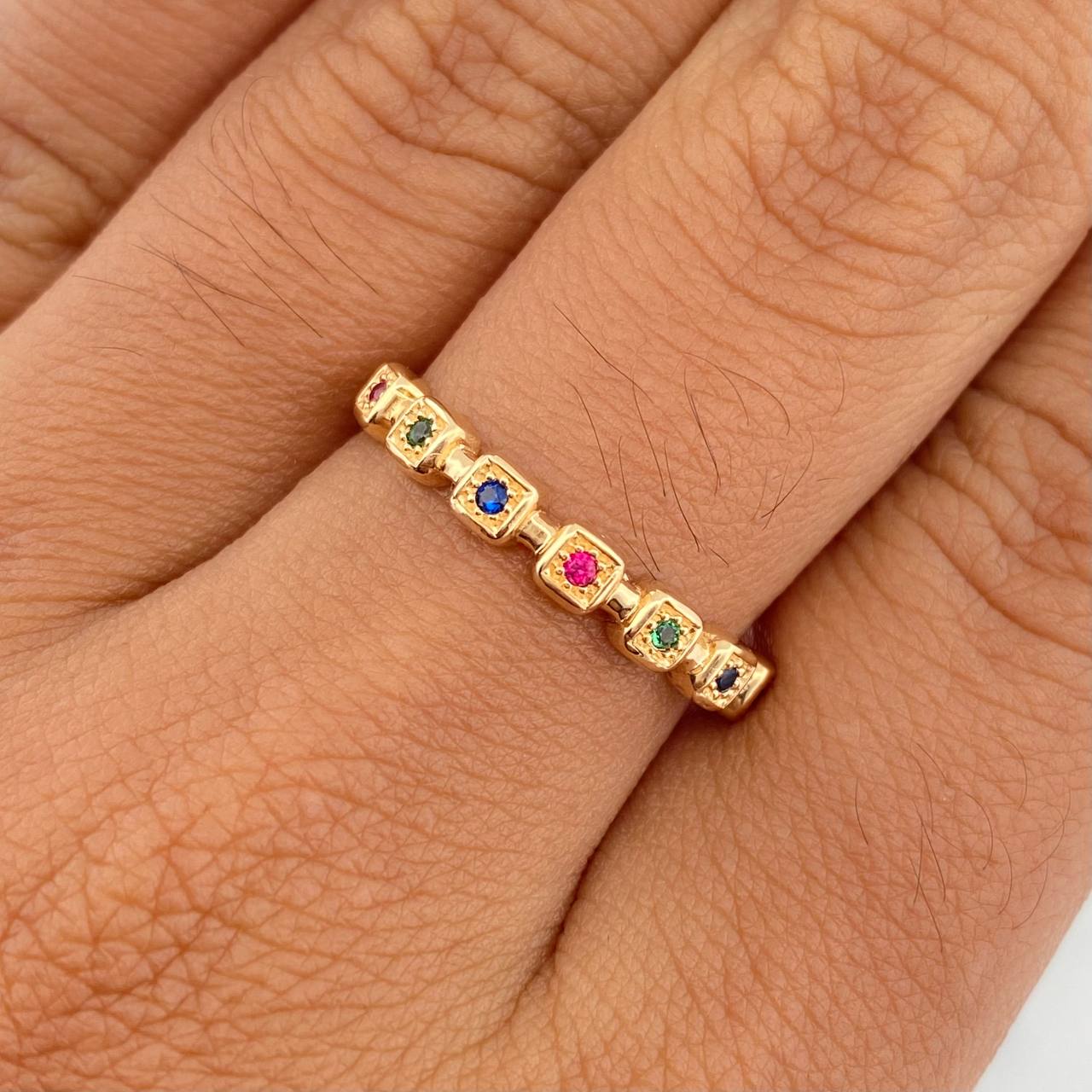 Anillo Churumbela Cuadros 1.75gr / T7 1/2 / Oro Amarillo 18K %