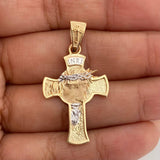 Dije Cruz Rostro Cristo 4.45gr / 3.8cm / Dos Oros Amarillo Blanco 18K %