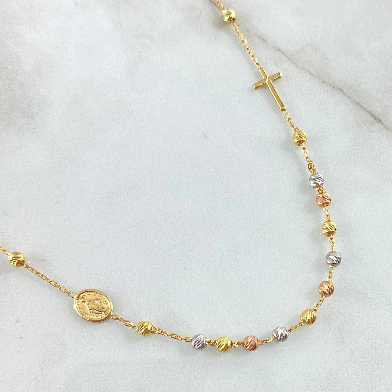 Cadena Tipo Denario Virgen Milagrosa 3.2gr / 45cm / Tres Oros +4 18K *